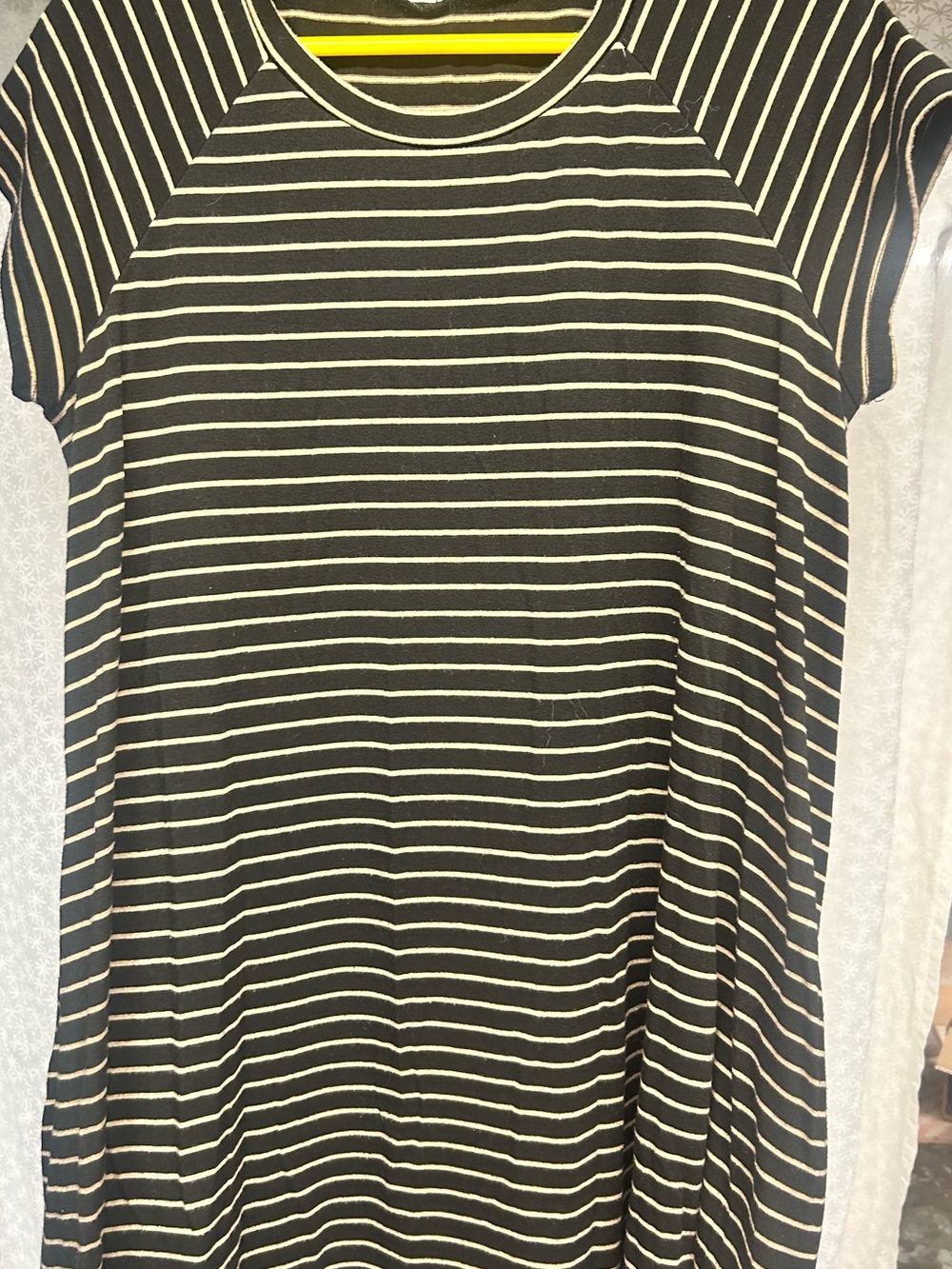 Black and Tan  Striped Women's Short Sleeve Top